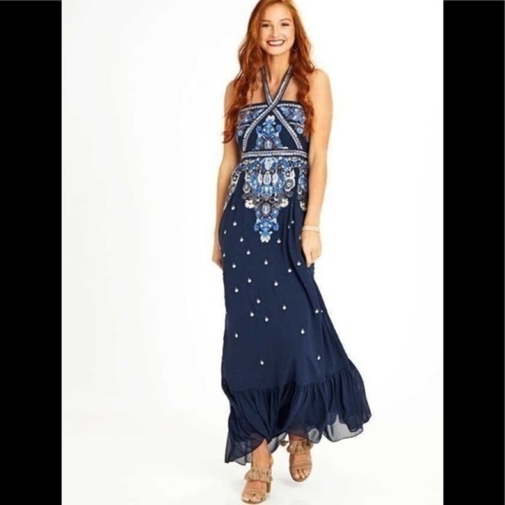 NWT Altar’d State Blue Embroidered “Corabeth” Formal Gown Size Small